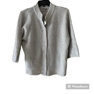 J. Jill Women's Grey Sweater, Size: L, Snap Closure, 3/4 Sleeve
